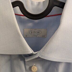 Eton light blue elevated twill slim fit dress shirt - size 40, 15 & 3/4
